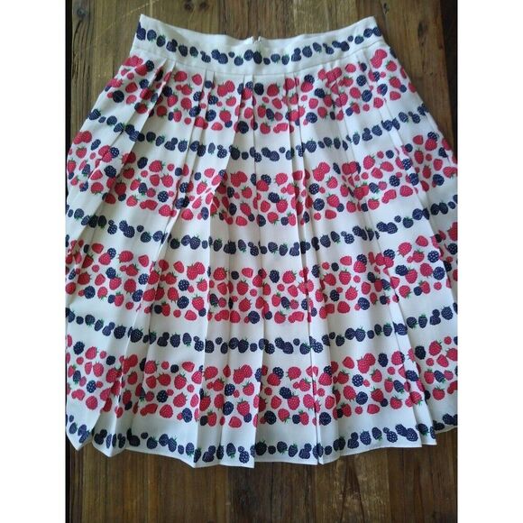 J Crew Designer Pleated Novelty Berry Print Pleated Skirt HiddenZip Line… - Picture 2 of 9